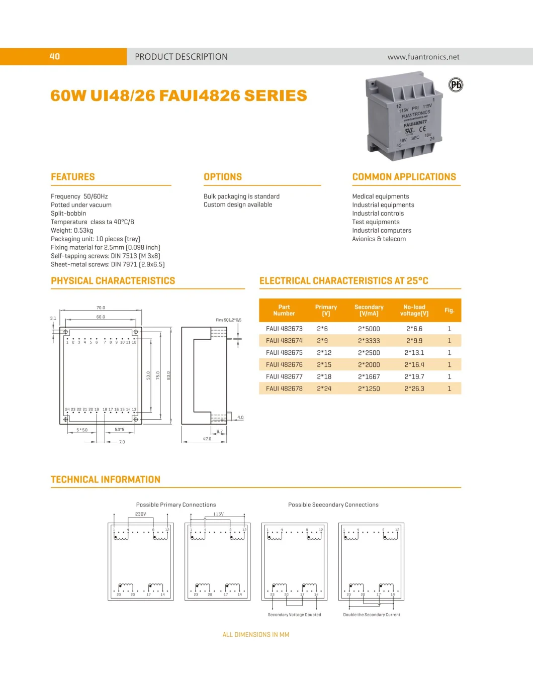 Medical/Industrial/Test Equipments Use, ODM OEM Split-Bobbin Potting/Encapsulated Transformer CE UL