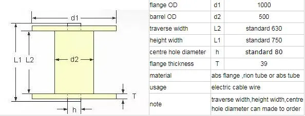 1000mm Plastic Bobbin for Wire and Cable Packing