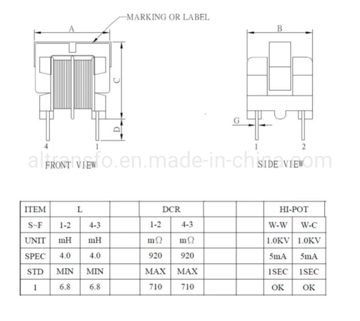 Filter inductor common mode choke UU type and UF type